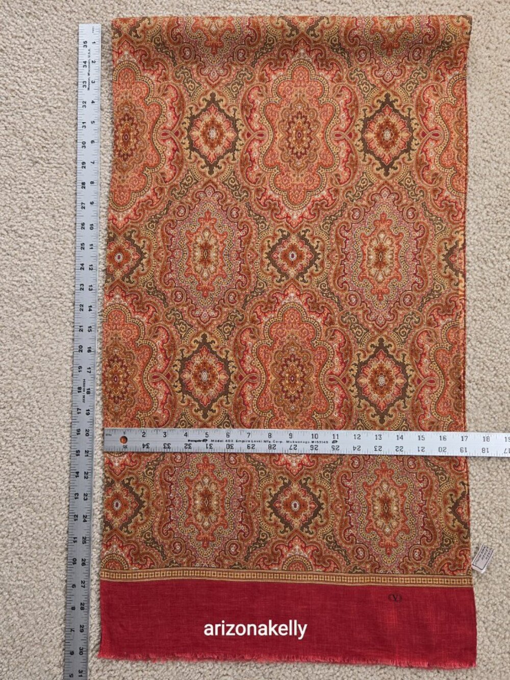 Valentino Linen Scarf Brick Red Earth Tones Autumn Fall - Picture 11 of 15